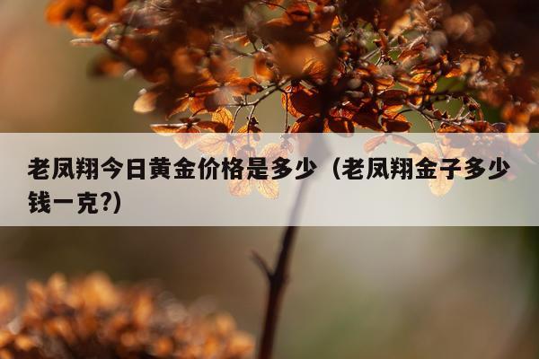 老凤翔今日黄金价格是多少（老凤翔金子多少钱一克?）
