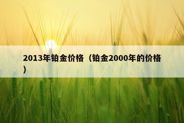 2013年铂金价格（铂金2000年的价格）