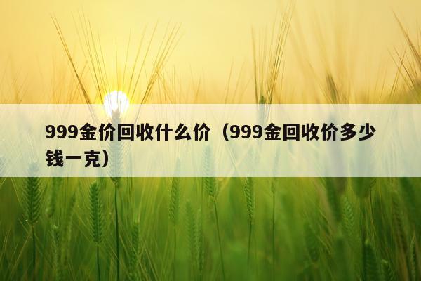 999金价回收什么价（999金回收价多少钱一克）