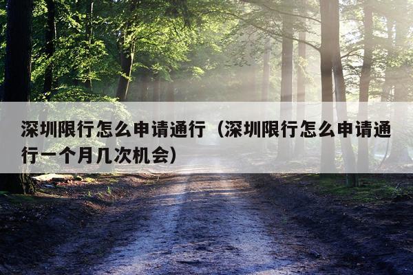 深圳限行怎么申请通行（深圳限行怎么申请通行一个月几次机会）
