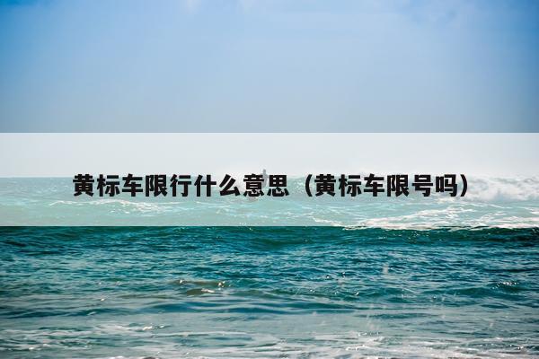 黄标车限行什么意思（黄标车限号吗）