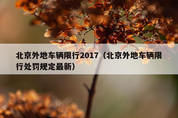 北京外地车辆限行2017（北京外地车辆限行处罚规定最新）