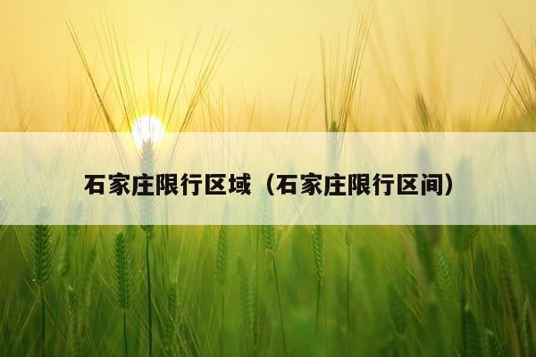 石家庄限行区域（石家庄限行区间）
