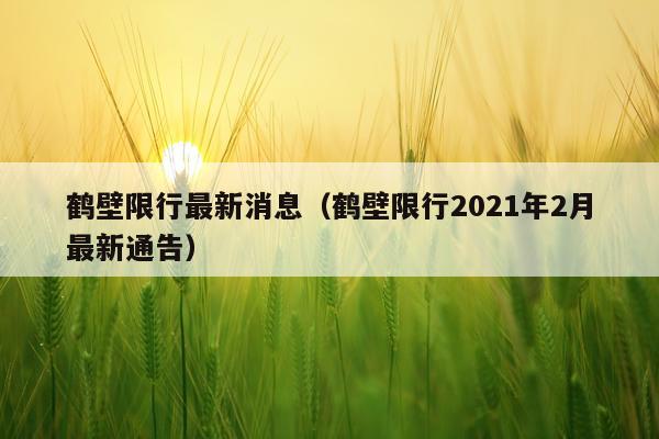 鹤壁限行最新消息（鹤壁限行2021年2月最新通告）