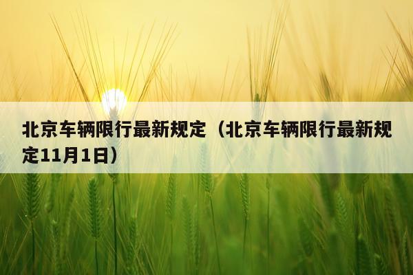北京车辆限行最新规定（北京车辆限行最新规定11月1日）