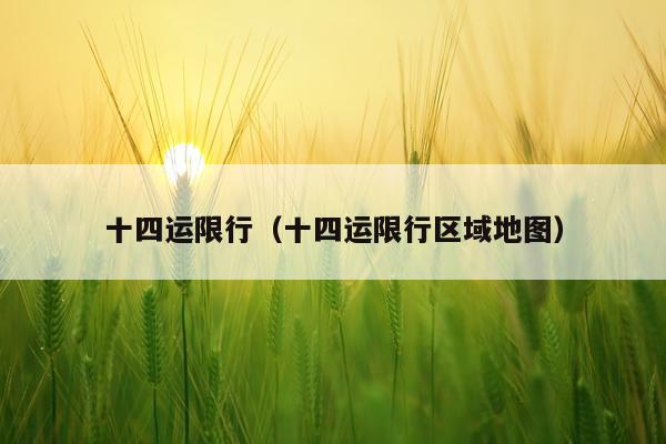 十四运限行(十四运限行区域地图)