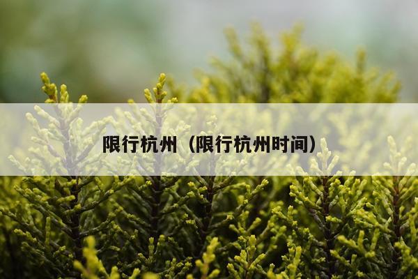 限行杭州(限行杭州时间)