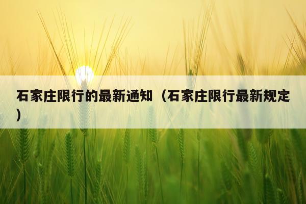 石家庄限行的最新通知（石家庄限行最新规定）