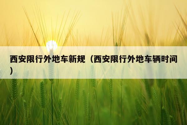 西安限行外地车新规（西安限行外地车辆时间）