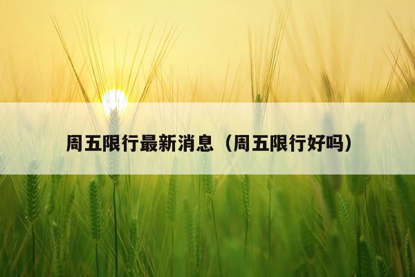 周五限行最新消息(周五限行好吗)