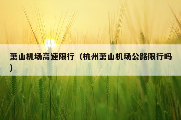 萧山机场高速限行（杭州萧山机场公路限行吗）