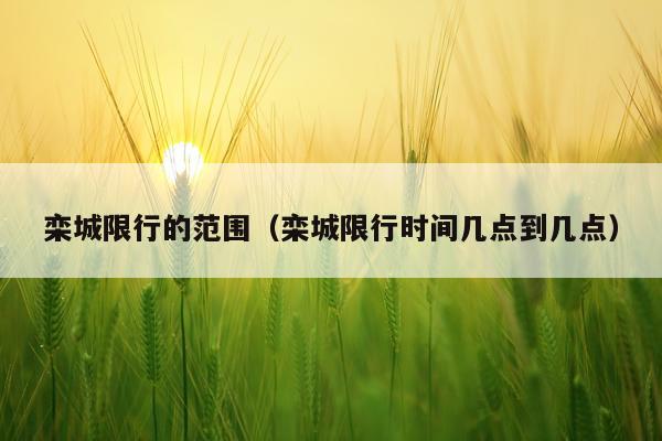 栾城限行的范围(栾城限行时间几点到几点)