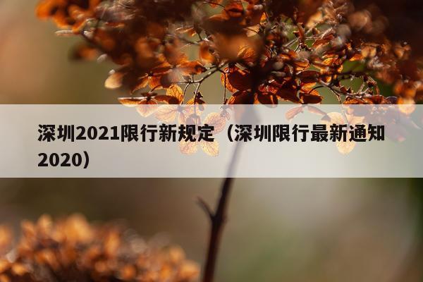 深圳2021限行新规定（深圳限行最新通知2020）