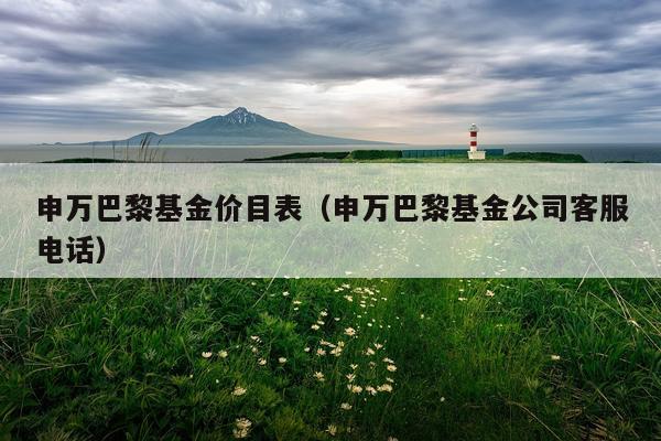 申万巴黎基金价目表（申万巴黎基金公司客服电话）