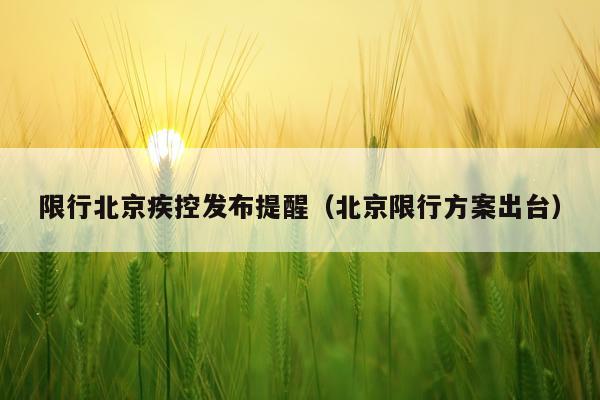 限行北京疾控发布提醒(北京限行方案出台)