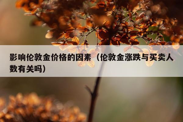 影响伦敦金价格的因素（伦敦金涨跌与买卖人数有关吗）