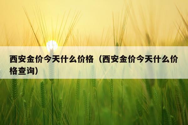 西安金价今天什么价格(西安金价今天什么价格查询)