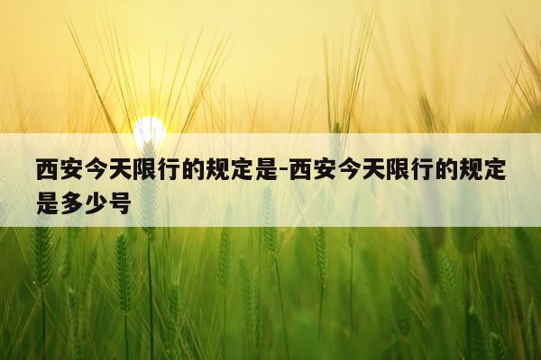 西安今天限行的规定是-西安今天限行的规定是多少号