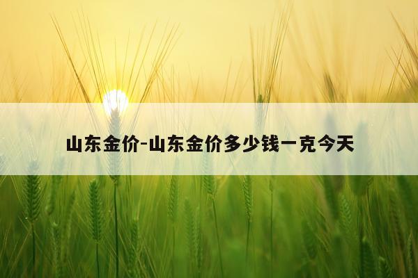 山东金价-山东金价多少钱一克今天
