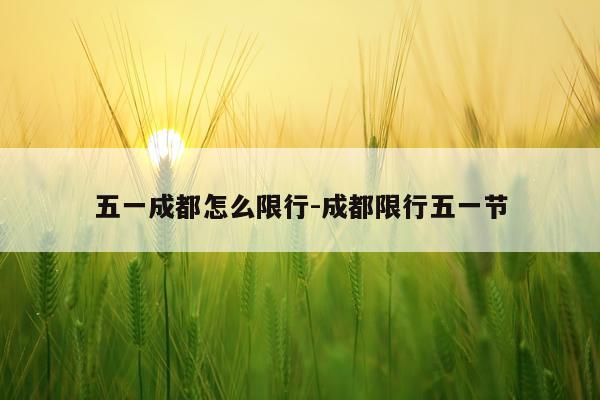 五一成都怎么限行-成都限行五一节