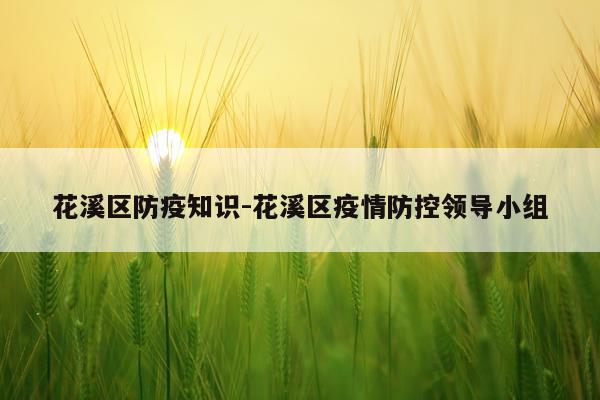 花溪区防疫知识-花溪区疫情防控领导小组