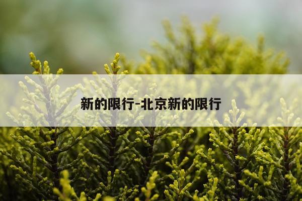 新的限行-北京新的限行