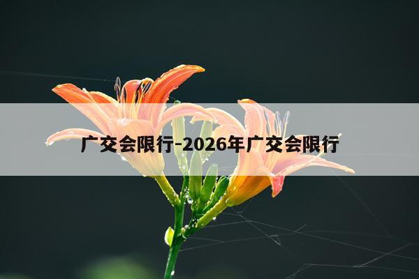 广交会限行-2026年广交会限行