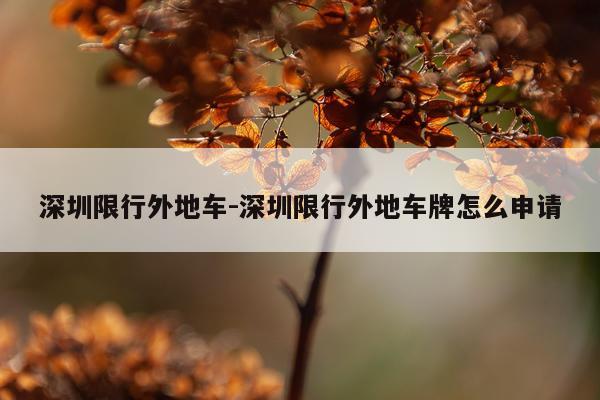深圳限行外地车-深圳限行外地车牌怎么申请