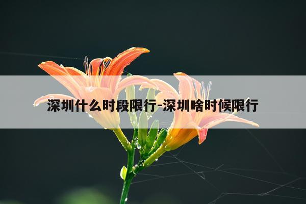 深圳什么时段限行-深圳啥时候限行