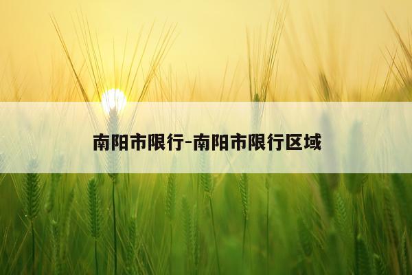 南阳市限行-南阳市限行区域