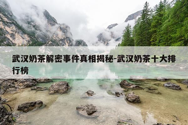 武汉奶茶解密事件真相揭秘-武汉奶茶十大排行榜