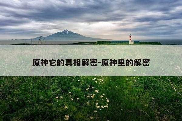 原神它的真相解密-原神里的解密