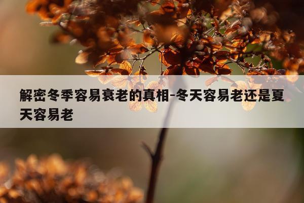 解密冬季容易衰老的真相-冬天容易老还是夏天容易老