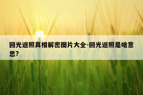 回光返照真相解密图片大全-回光返照是啥意思?