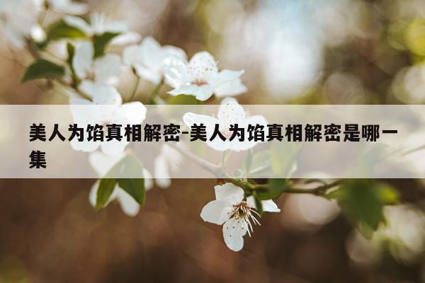 美人为馅真相解密-美人为馅真相解密是哪一集