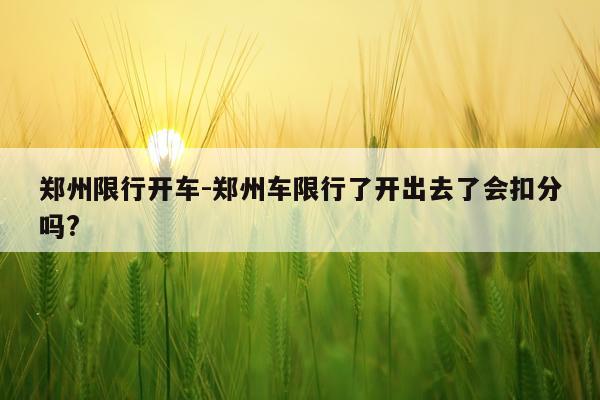 郑州限行开车-郑州车限行了开出去了会扣分吗?