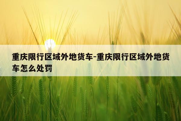 重庆限行区域外地货车-重庆限行区域外地货车怎么处罚