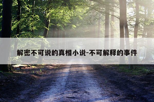 解密不可说的真相小说-不可解释的事件