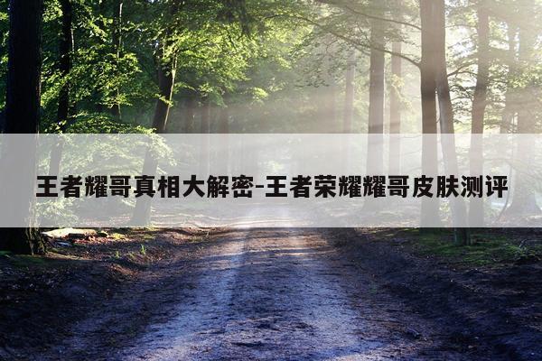 王者耀哥真相大解密-王者荣耀耀哥皮肤测评