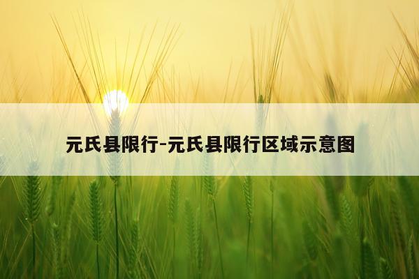 元氏县限行-元氏县限行区域示意图