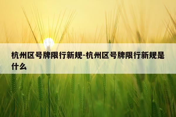 杭州区号牌限行新规-杭州区号牌限行新规是什么