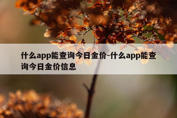 什么app能查询今日金价-什么app能查询今日金价信息