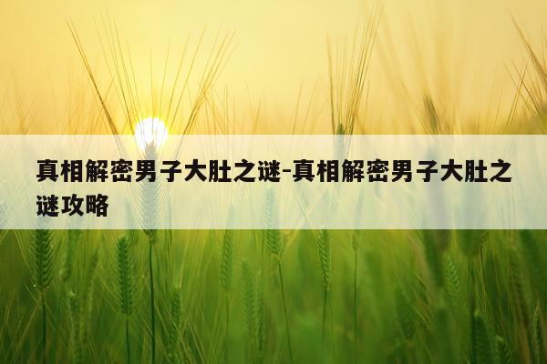 真相解密男子大肚之谜-真相解密男子大肚之谜攻略