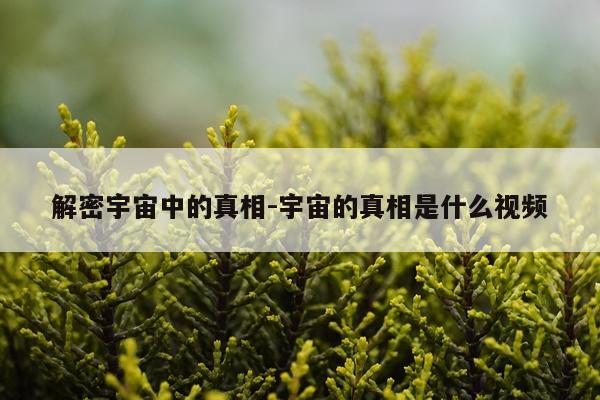 解密宇宙中的真相-宇宙的真相是什么视频