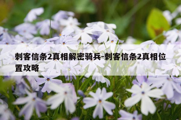 刺客信条2真相解密骑兵-刺客信条2真相位置攻略