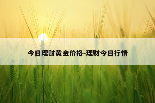 今日理财黄金价格-理财今日行情