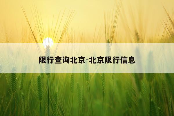 限行查询北京-北京限行信息