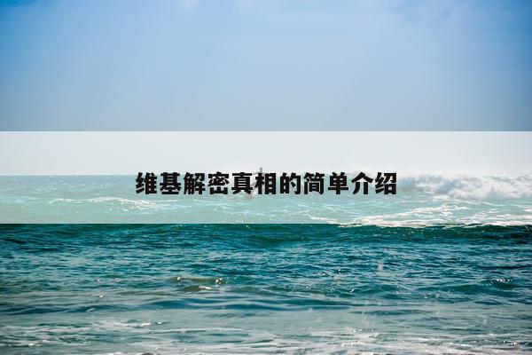 维基解密真相的简单介绍