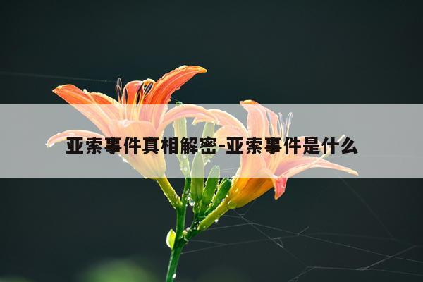 亚索事件真相解密-亚索事件是什么