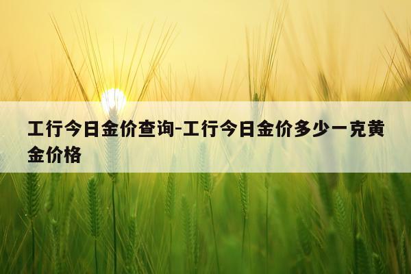 工行今日金价查询-工行今日金价多少一克黄金价格